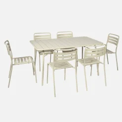 Conjunto de jardim com mesa bistrô dobrável em aço com 6 cadeiras, 140cm