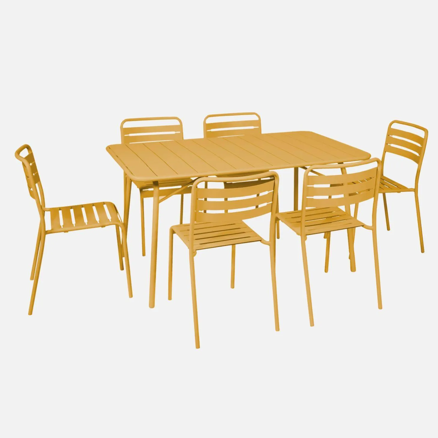 Conjunto de jardim com mesa bistrô dobrável em aço com 6 cadeiras, 140cm