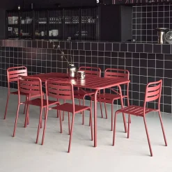 Conjunto de jardim com mesa bistrô dobrável em aço com 6 cadeiras, 140cm