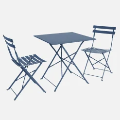 Conjunto de jardim com mesa bistrô dobrável em aço com 2 cadeiras, 70cm