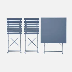 Conjunto de jardim com mesa bistrô dobrável em aço com 2 cadeiras, 70cm
