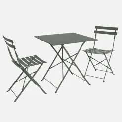 Conjunto de jardim com mesa bistrô dobrável em aço com 2 cadeiras, 70cm