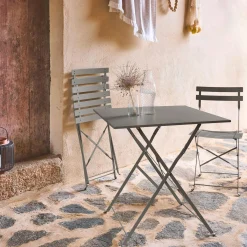 Conjunto de jardim com mesa bistrô dobrável em aço com 2 cadeiras, 70cm
