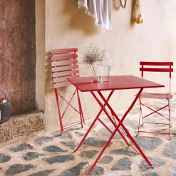Conjunto de jardim com mesa bistrô dobrável em aço com 2 cadeiras, 70cm