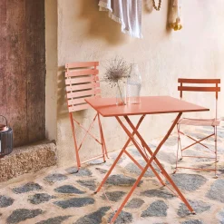 Conjunto de jardim com mesa bistrô dobrável em aço com 2 cadeiras, 70cm