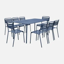 Conjunto de jardim com mesa bistrô de 160cm em aço com 8 cadeiras