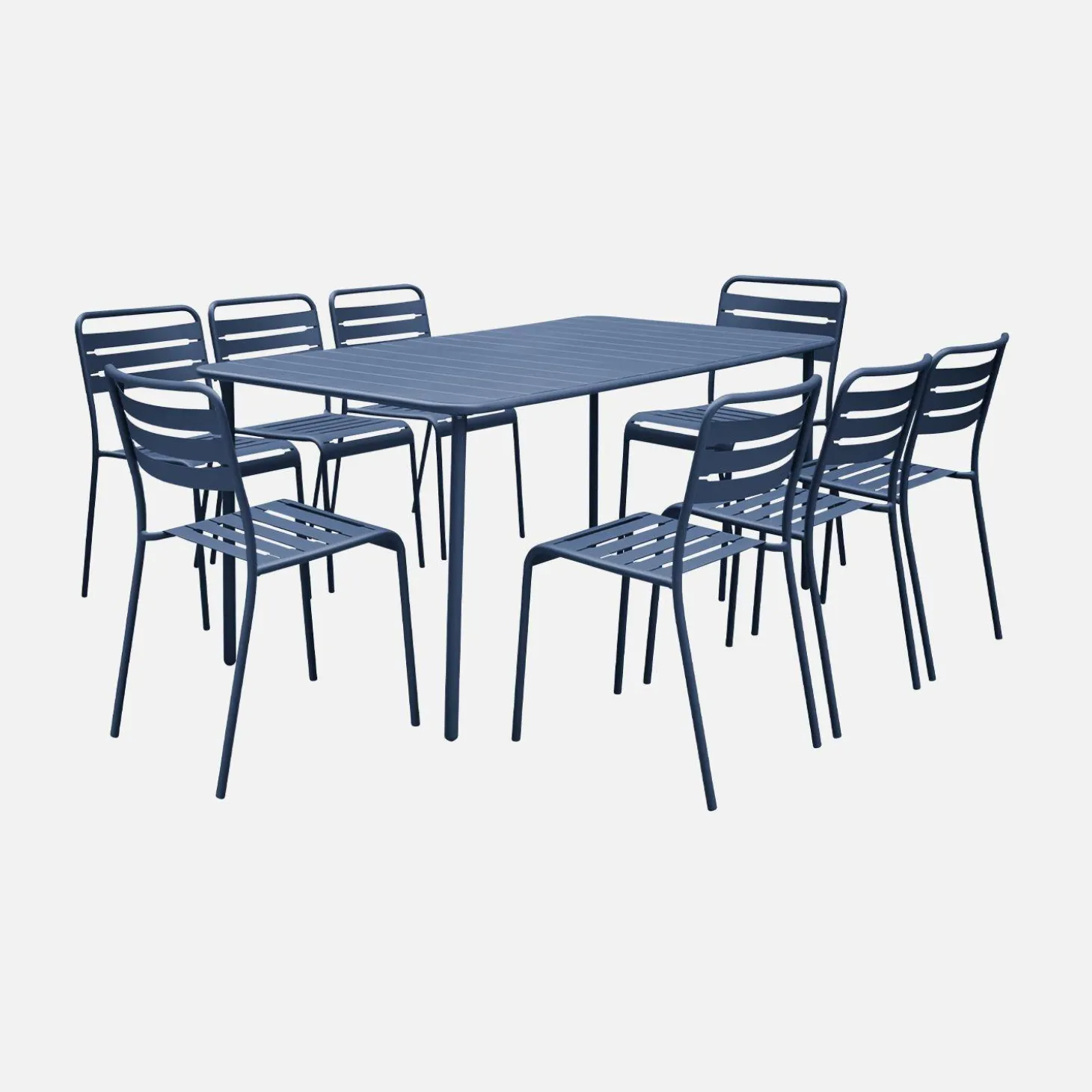 Conjunto de jardim com mesa bistrô de 160cm em aço com 8 cadeiras