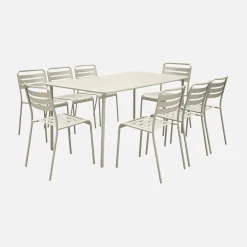 Conjunto de jardim com mesa bistrô de 160cm em aço com 8 cadeiras