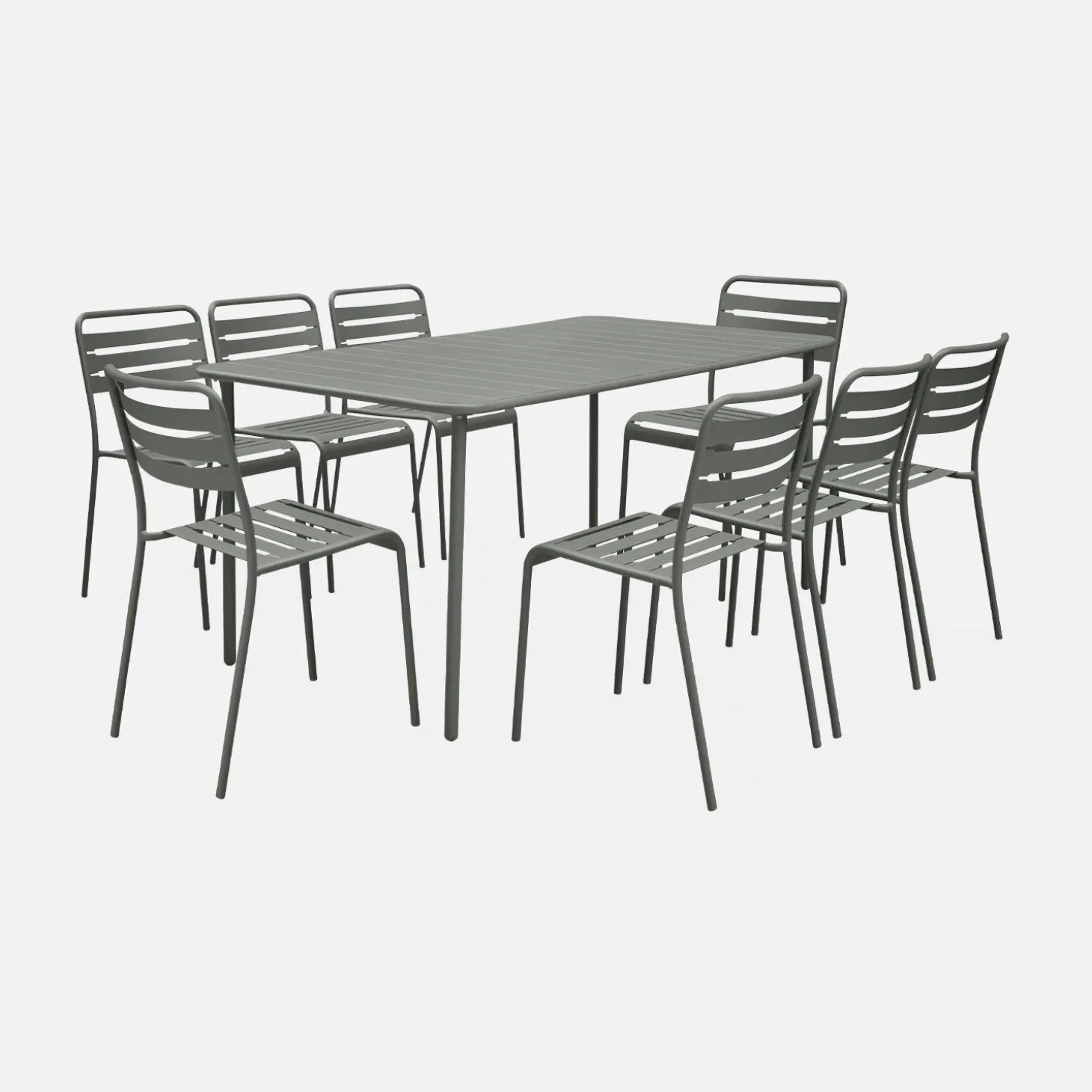 Conjunto de jardim com mesa bistrô de 160cm em aço com 8 cadeiras
