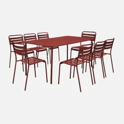 Conjunto de jardim com mesa bistrô de 160cm em aço com 8 cadeiras