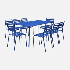 Conjunto de jardim com mesa bistrô de 160cm em aço com 8 cadeiras