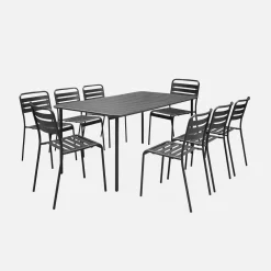Conjunto de jardim com mesa bistrô de 160cm em aço com 8 cadeiras