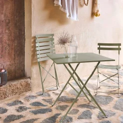 Conjunto de jardim com mesa bistrô dobrável em aço com 2 cadeiras, 70cm