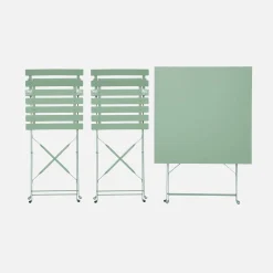 Conjunto de jardim com mesa bistrô dobrável em aço com 2 cadeiras, 70cm