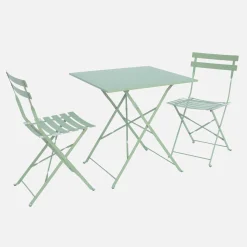Conjunto de jardim com mesa bistrô dobrável em aço com 2 cadeiras, 70cm