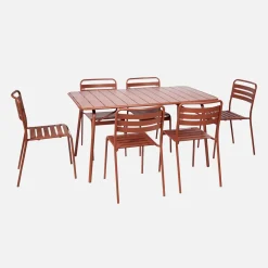 Conjunto de jardim com mesa bistrô dobrável em aço com 6 cadeiras, 140cm