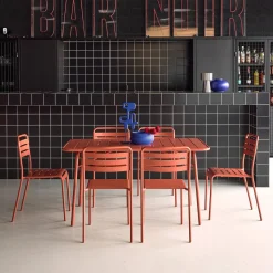 Conjunto de jardim com mesa bistrô dobrável em aço com 6 cadeiras, 140cm