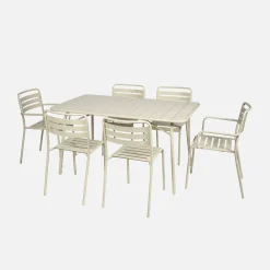 Conjunto de jardim com mesa bistrô dobrável em aço com 6 cadeiras, 140cm