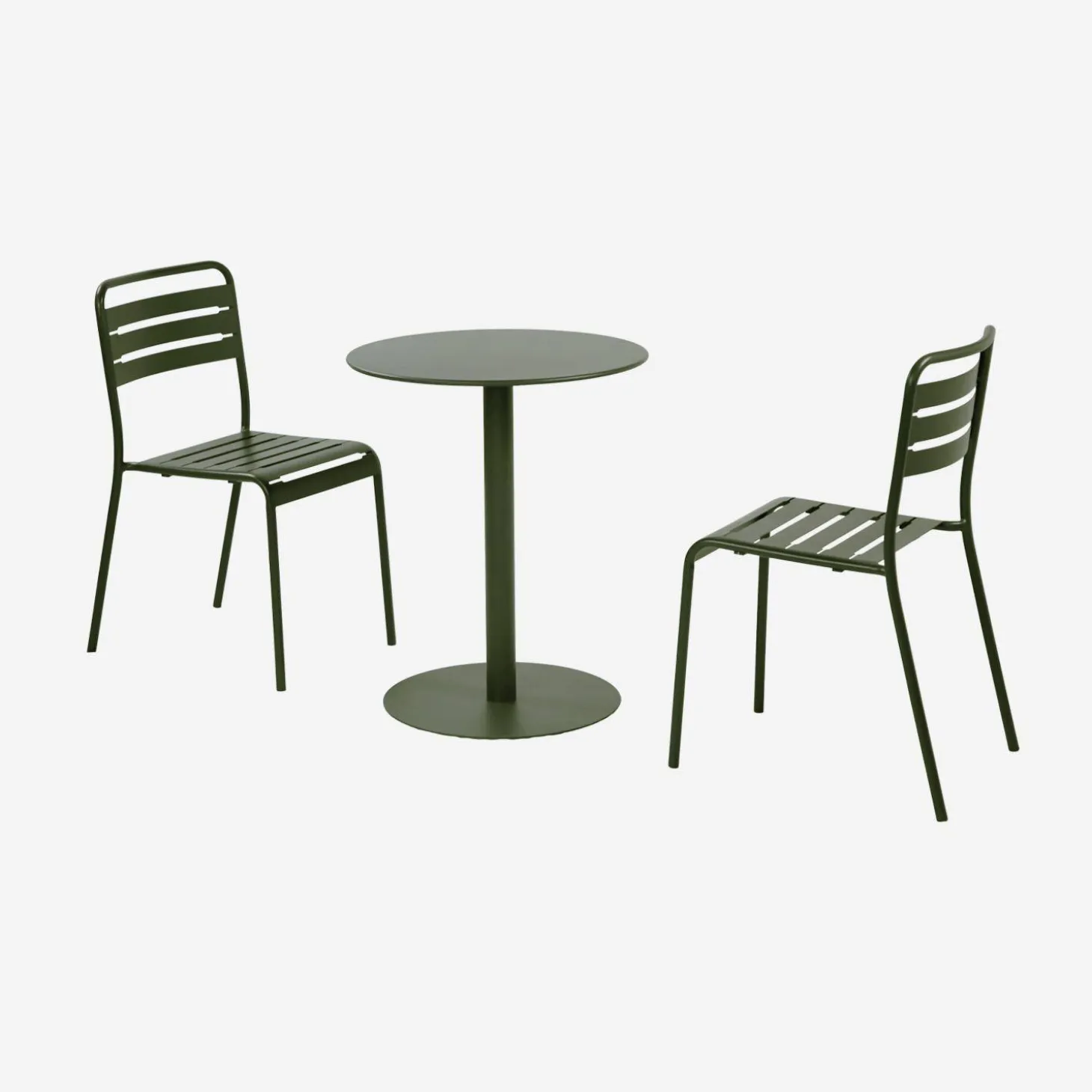Conjunto de jardim com mesa bistrô redonda de aço com 2 cadeiras
