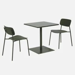 Conjunto de jardim com mesa bistrô quadrada de aço com 2 cadeiras