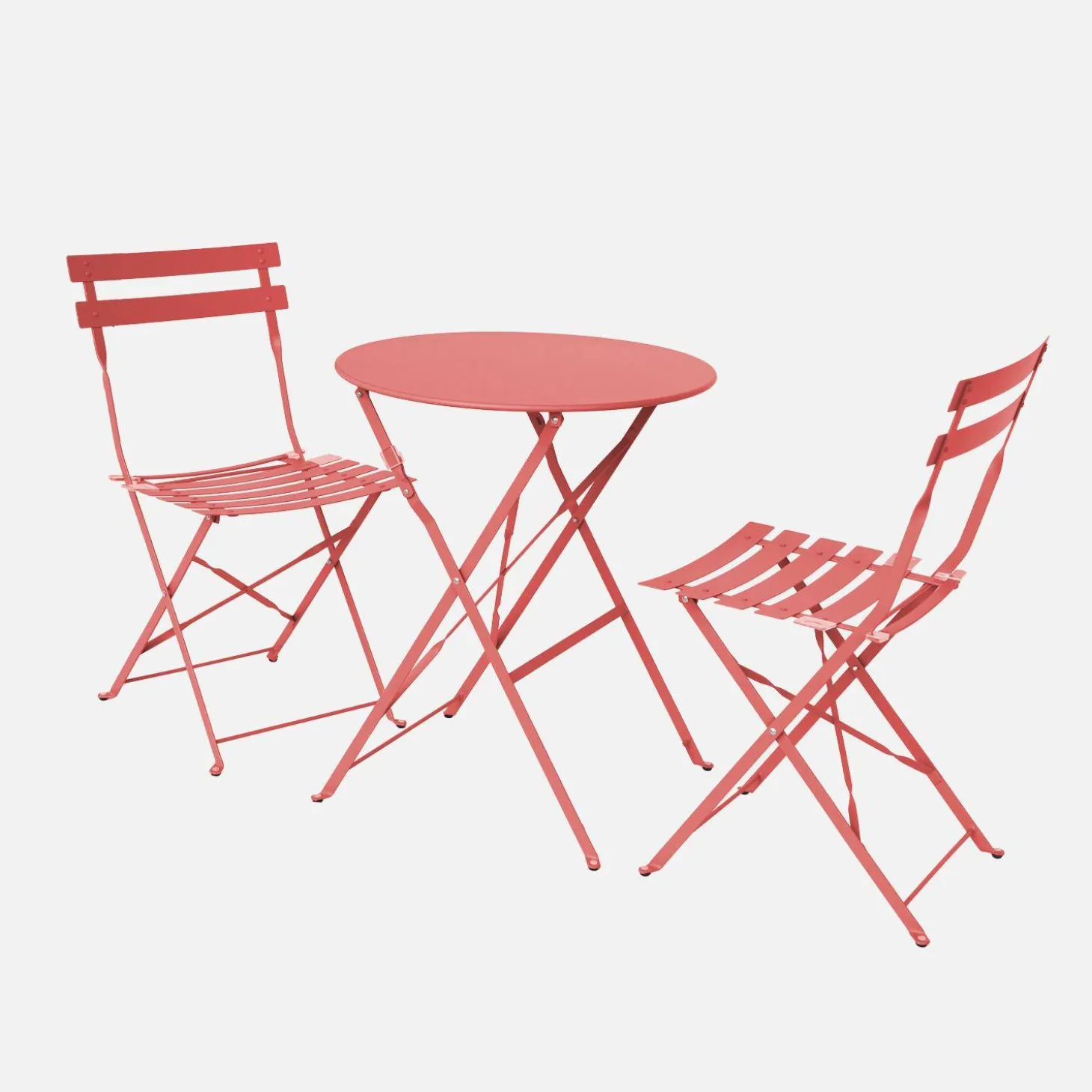 Conjunto de jardim com mesa bistrô dobrável em aço com 2 cadeiras, ø60cm