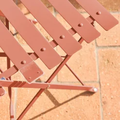 Conjunto de jardim com mesa bistrô dobrável em aço com 2 cadeiras, ø60cm