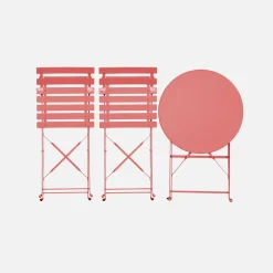 Conjunto de jardim com mesa bistrô dobrável em aço com 2 cadeiras, ø60cm