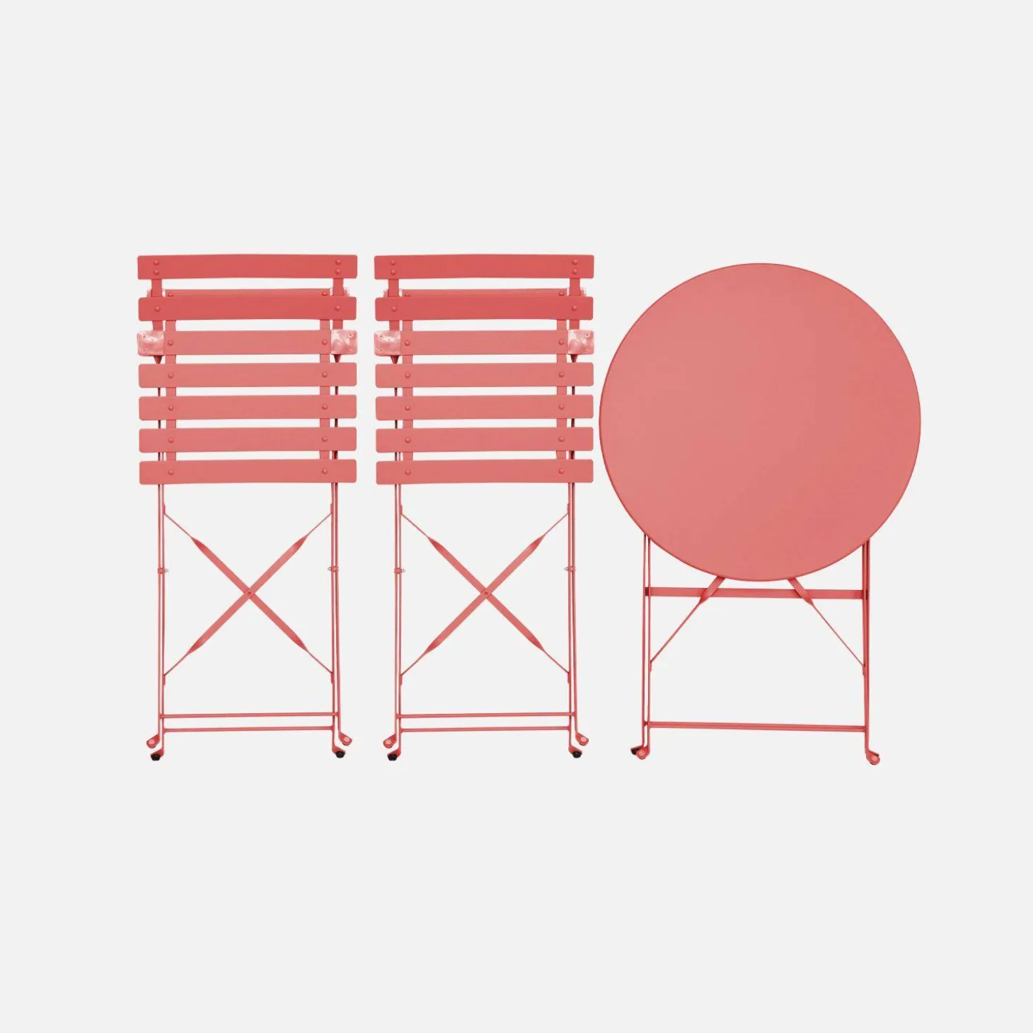 Conjunto de jardim com mesa bistrô dobrável em aço com 2 cadeiras, ø60cm