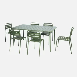 Conjunto de jardim com mesa bistrô de 160cm em aço com 6 cadeiras