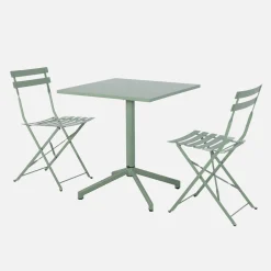 Conjunto de jardim com mesa bistrô dobrável em metal com 2 cadeiras