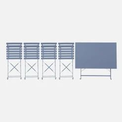 Conjunto de jardim com mesa bistrô dobrável de 110cm em aço com 4 cadeiras