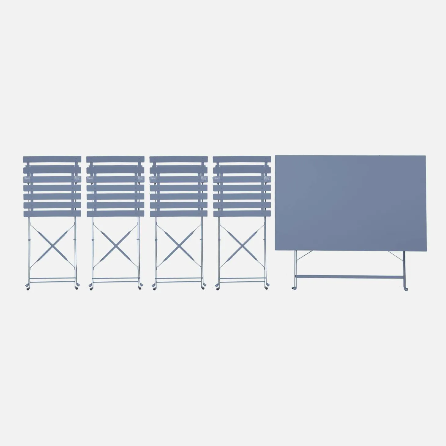 Conjunto de jardim com mesa bistrô dobrável de 110cm em aço com 4 cadeiras
