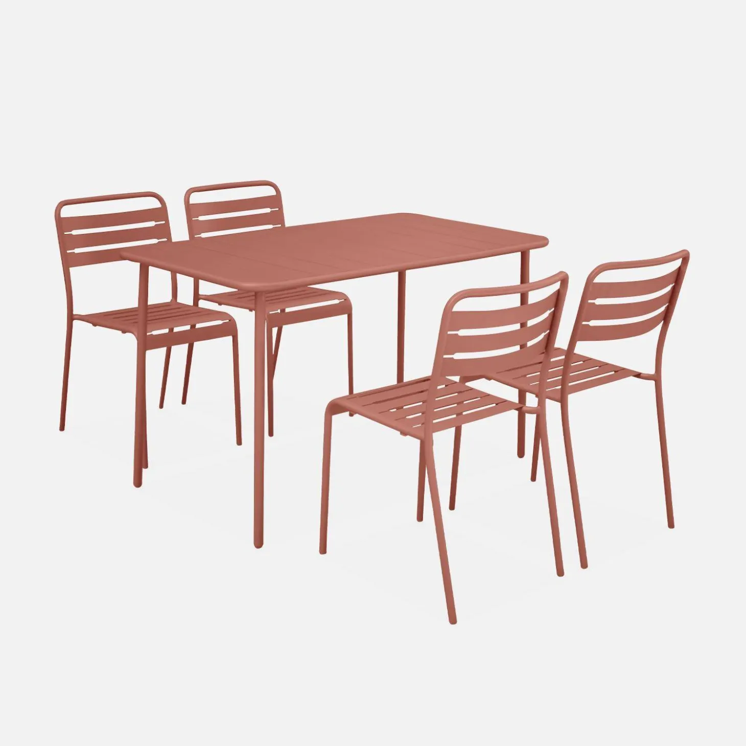 Conjunto de jardim com mesa bistrô de 120cm em aço com 4 cadeiras