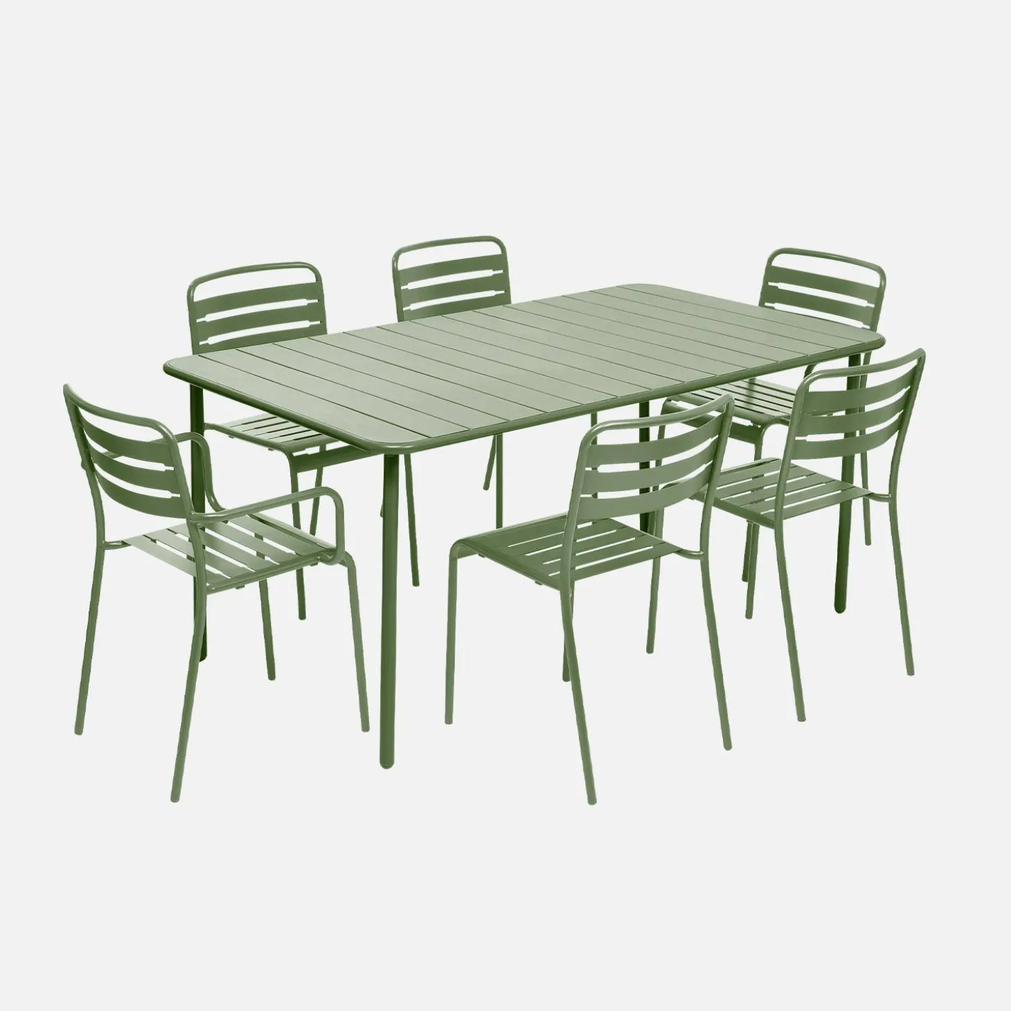 Conjunto de jardim com mesa bistrô de 160cm em aço com 2 poltronas e 4 cadeiras
