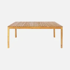 Conjunto de jardim com mesa de acácia com cantos arredondados com 8 cadeiras