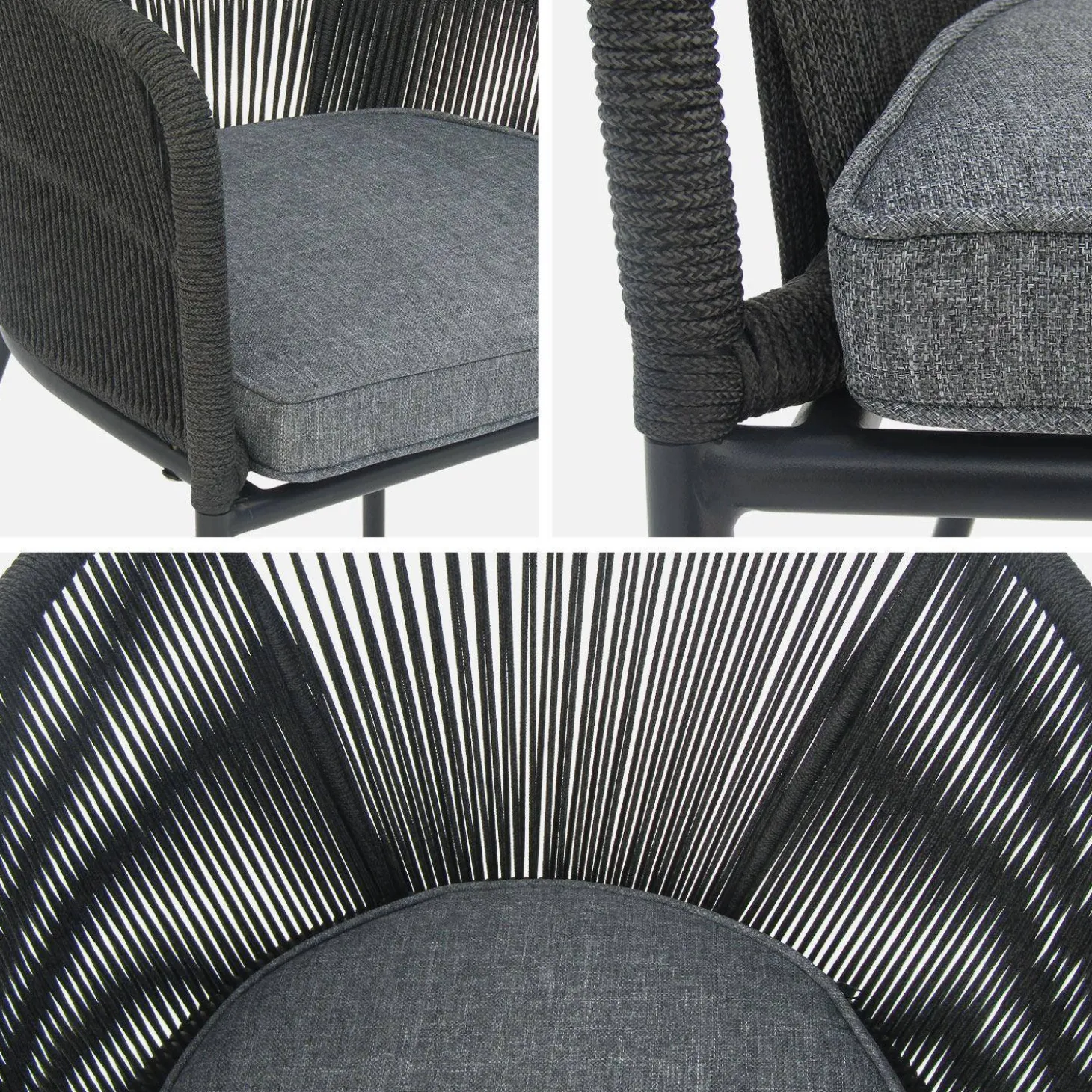 Conjunto de jardim com mesa de jantar redonda em madeira para interior/exterior com 4 cadeiras