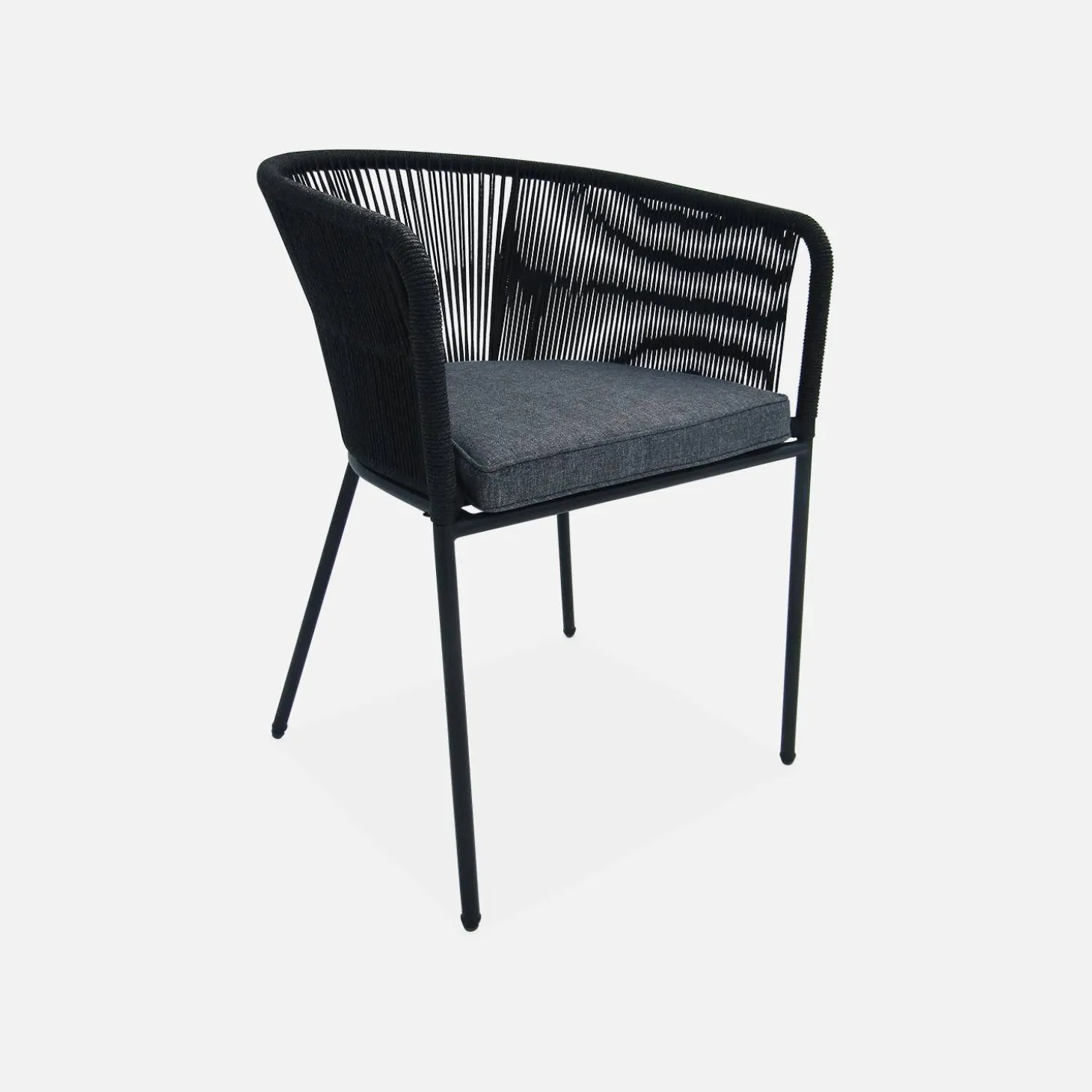 Conjunto de jardim com mesa de jantar redonda em madeira para interior/exterior com 4 cadeiras