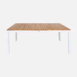 Conjunto de jardim com mesa de acácia com cantos arredondados com 8 cadeiras