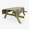 Conjunto de jardim com mesa de piquenique em madeira de pinho com 2 bancos
