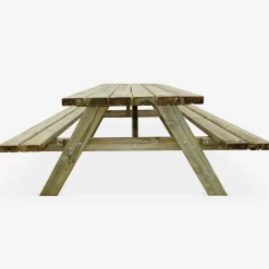 Conjunto de jardim com mesa de piquenique em madeira de pinho com 2 bancos