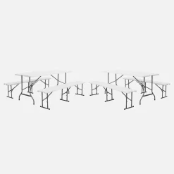 Conjunto de jardim com mesa dobrável para eventos em plástico e aço com 2 bancos, set de 2