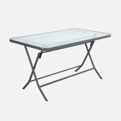 Conjunto de jardim com mesa dobrável de aço com 4 cadeiras
