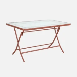 Conjunto de jardim com mesa dobrável de aço com 4 cadeiras