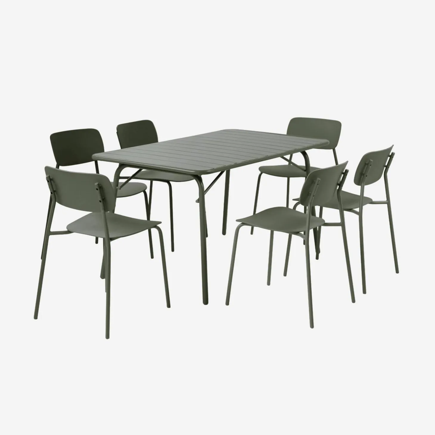 Conjunto de jardim com mesa dobrável de metal com 6 cadeiras