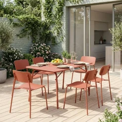 Conjunto de jardim com mesa dobrável de metal com 6 cadeiras