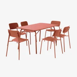 Conjunto de jardim com mesa dobrável de metal com 6 cadeiras