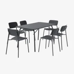 Conjunto de jardim com mesa dobrável de metal com 6 cadeiras