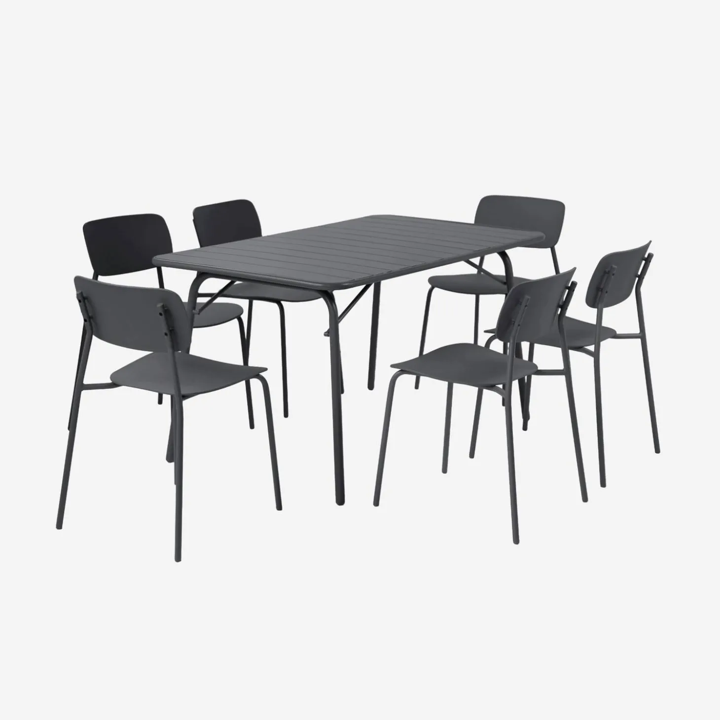 Conjunto de jardim com mesa dobrável de metal com 6 cadeiras