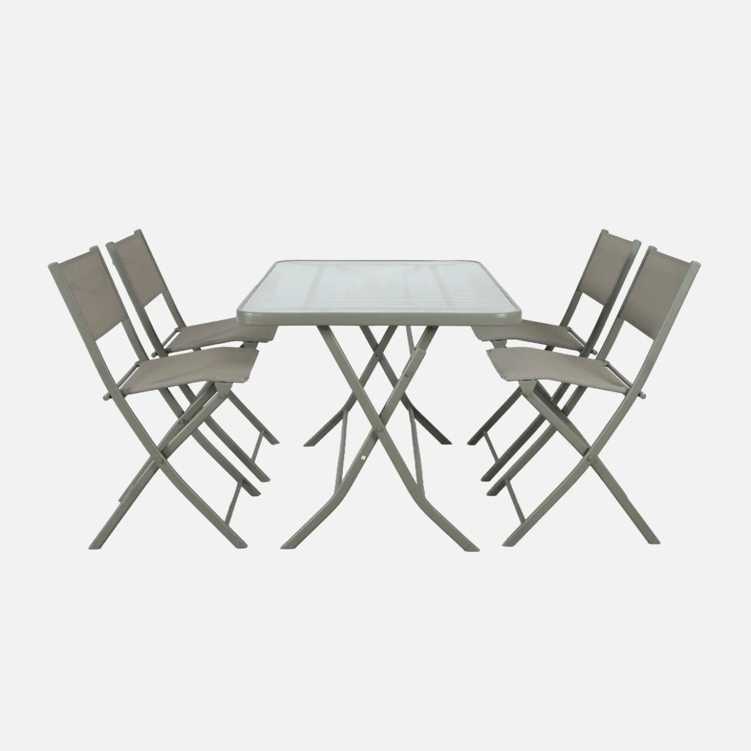 Conjunto de jardim com mesa dobrável de aço com 4 cadeiras