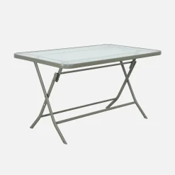 Conjunto de jardim com mesa dobrável de aço com 4 cadeiras